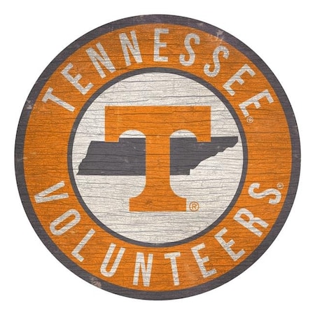 Tennessee Volunteers Sign Wood 12 Inch Round State Design